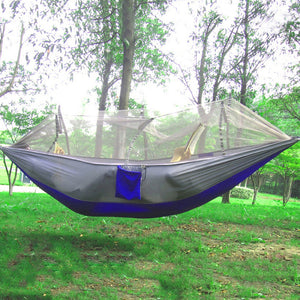 Single Person Portable Parachute Fabric Mosquito Net Hammock for Indoor Outdoor Use