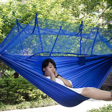 Single Person Portable Parachute Fabric Mosquito Net Hammock for Indoor Outdoor Use