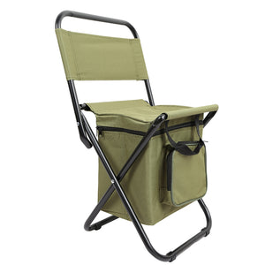 Folding Backrest Chair Portable Ice Thermos Bag Fishing Stool