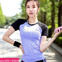 Patchwork Yoga top Gym Compression Women Sport T-shirts Dry Quick Running Short Sleeve Fitness Women's Tees tops