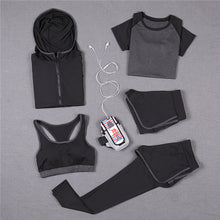 5 PCS Women Yoga Set for Running T-Shirt Tops Sports Bra Vest Fitness Pants Short sleeve Shorts Pant Gym Workout Sports Suit Set