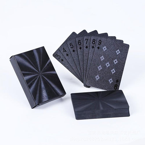 Waterproof Gold Foil Poker Novelty Collection Waterproof PVC Plastic Playing Cards Set Solid Gray Black Board Game