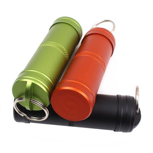 Camping Survival Waterproof Pills Box Container Aluminum Medicine Bottle Keychain Outdoor Emergency Gear EDC Travel Kits Tool