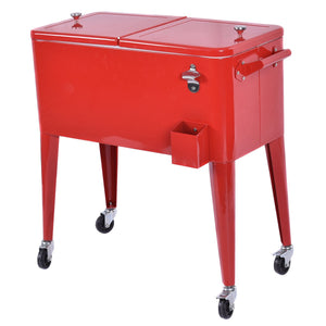 Red Portable Outdoor Patio Cooler Cart